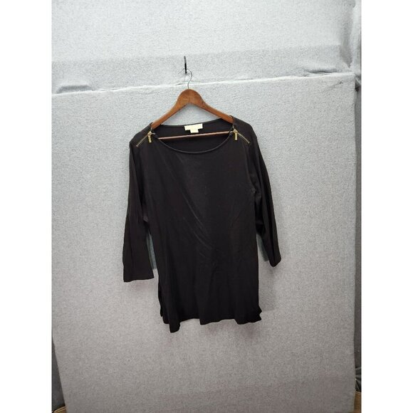 Michael Kors Black 3/4 Sleeve Top With Zipper Detail Womens 2X - Picture 1 of 5